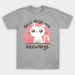 Meowdays Cute Funny Cat Design T-Shirt